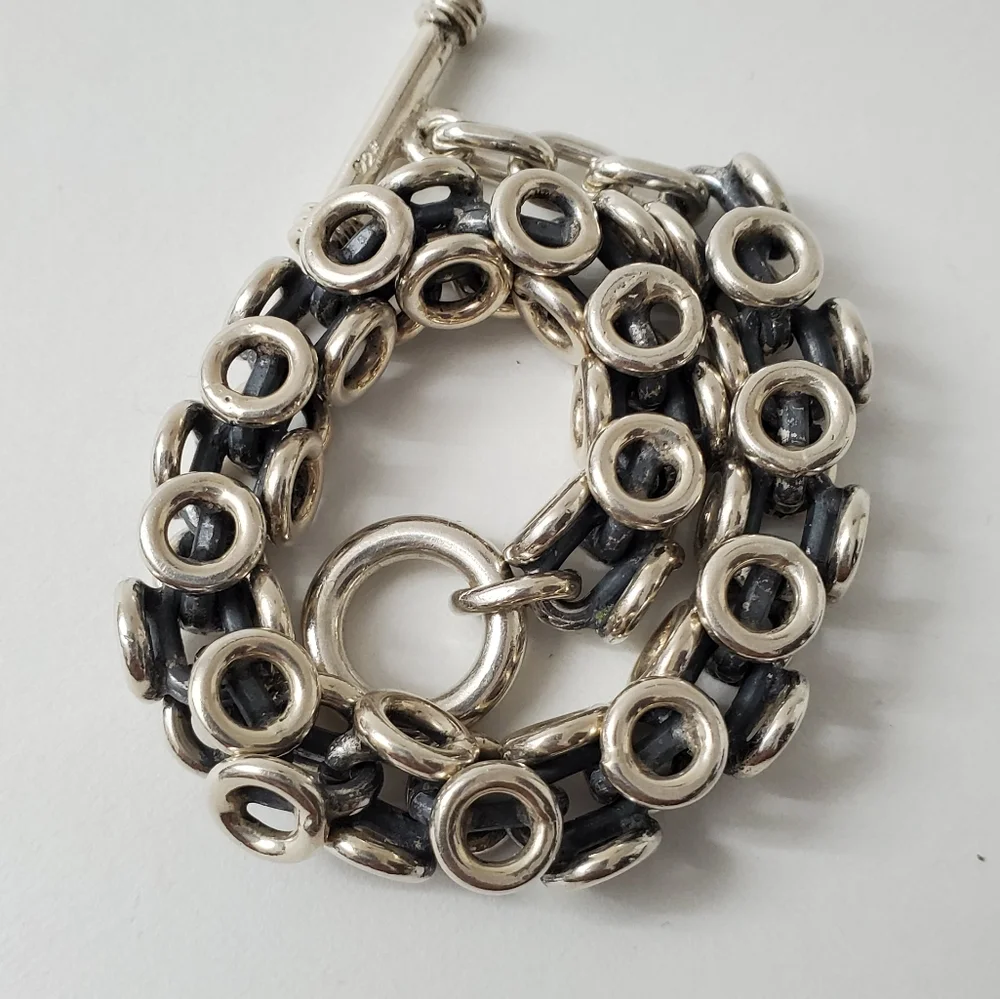 Sterling Silver 925 Circles and Linked Bracelet